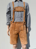 Heren lederhosen maat 48 tm 64 met bretels echt (rund)leer! (cognac)
