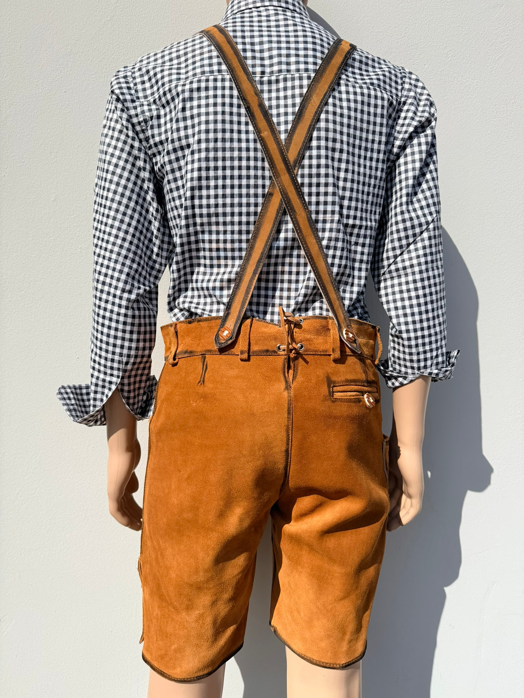 Heren lederhosen maat 48 tm 64 met bretels echt (rund)leer! (WAX)