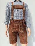 Heren lederhosen maat 48 tm 64 met bretels echt (rund)leer! (Choco)